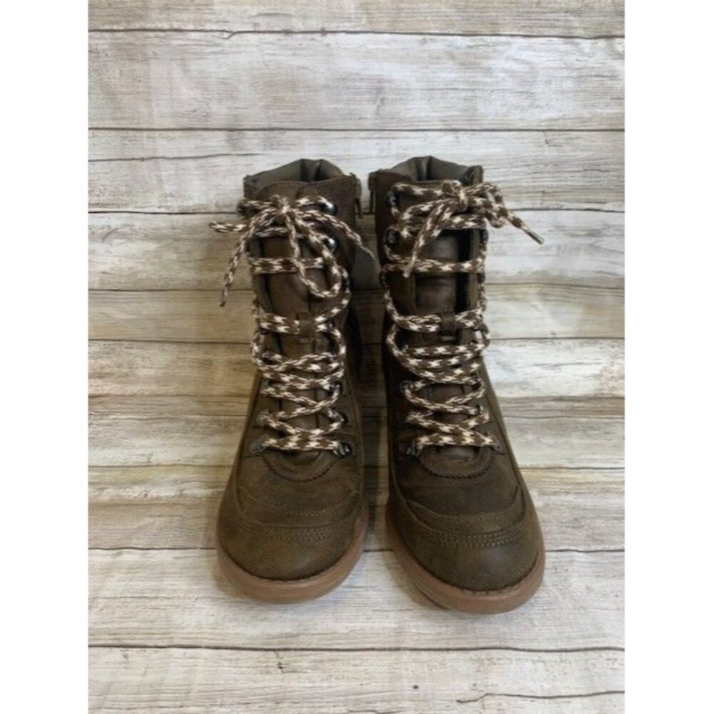 Carlos Santana Ardent Brown Lace-Up Booties Size 9.5M Side‎ Zipper